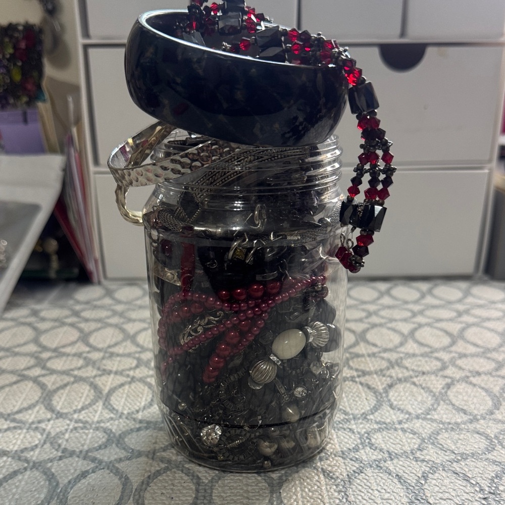 Black and silver jewelry jar